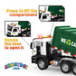 AXWATDEI Garbage Truck Toy - Large Friction Powered Trash Truck with Lights, Sounds, 4 Trash Bins, Green, Model WY1115A
