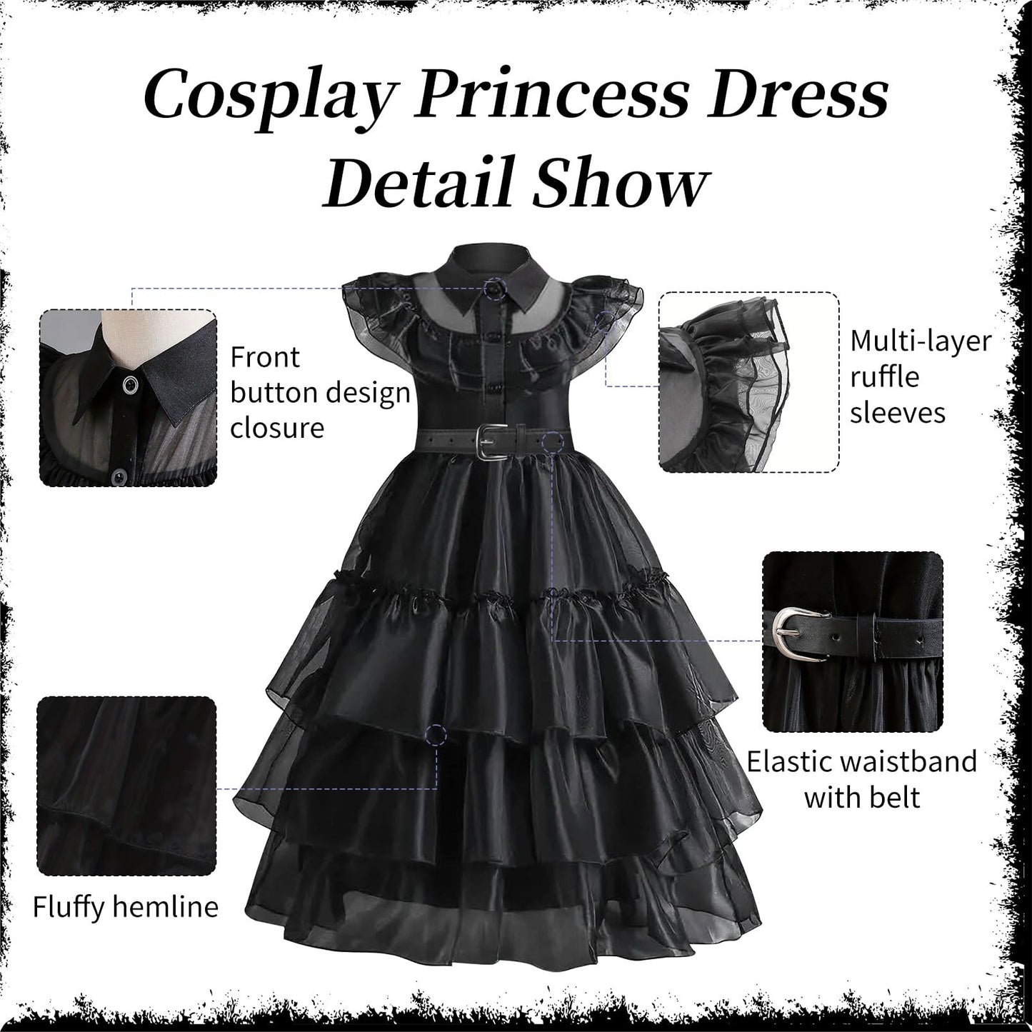 Yogfit Halloween Costume Girls Dress For Kids Perfect For Halloween, Cosplay, And Parties