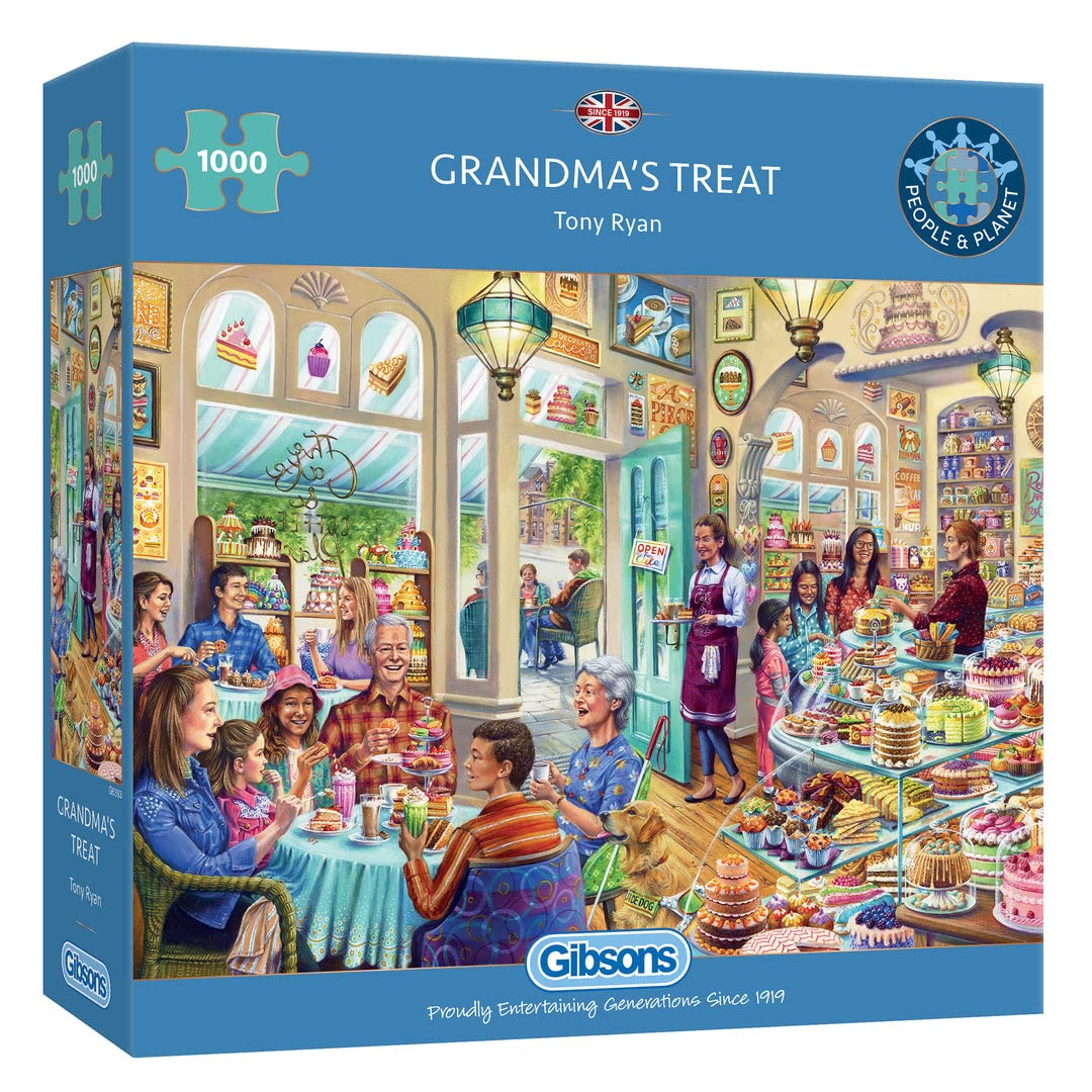 Gibsons Games Grandmas Treat 1000 Piece Jigsaw Puzzle - Family Caf   & Cake Shop Scene, Cozy Food & Coffee Puzzle for Adults & T