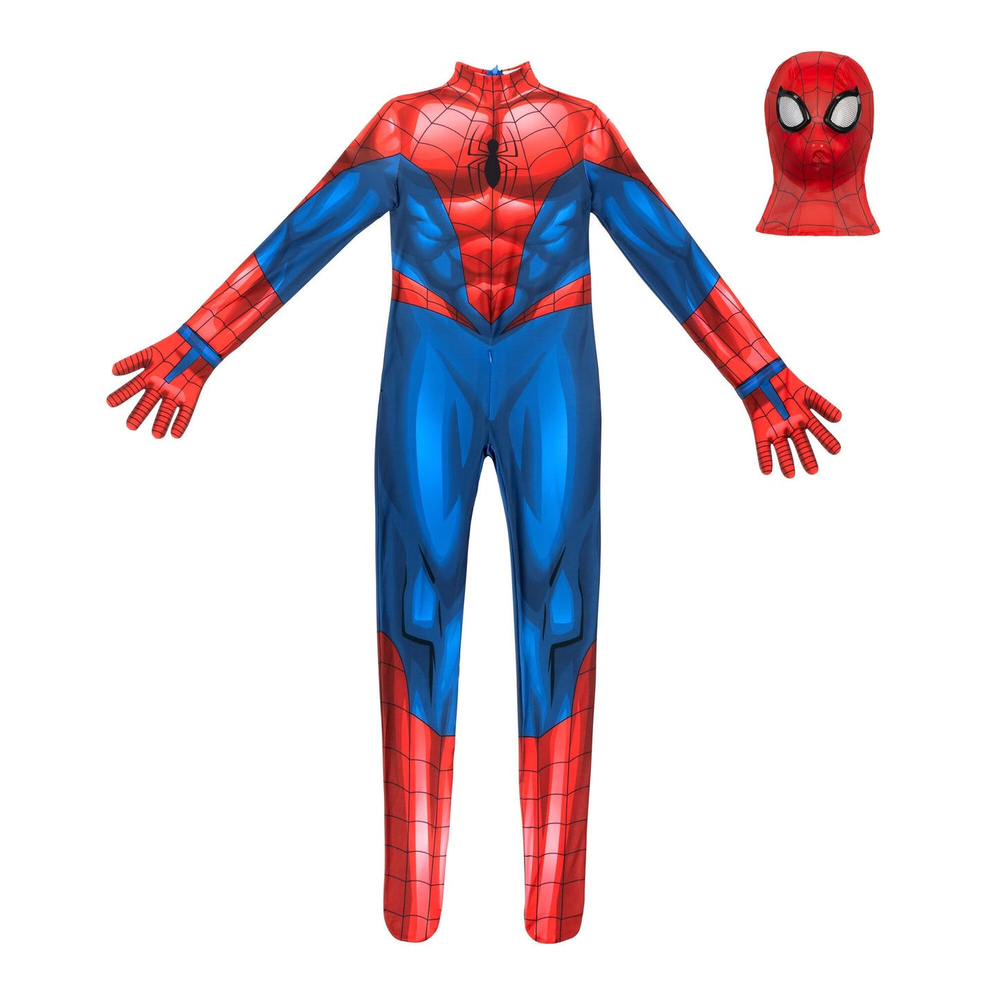Marvel Spider-Man Official Youth Deluxe Zentai Costume - Stretch Spandex With Hidden Zippers And Wrist Slits (L) Multi