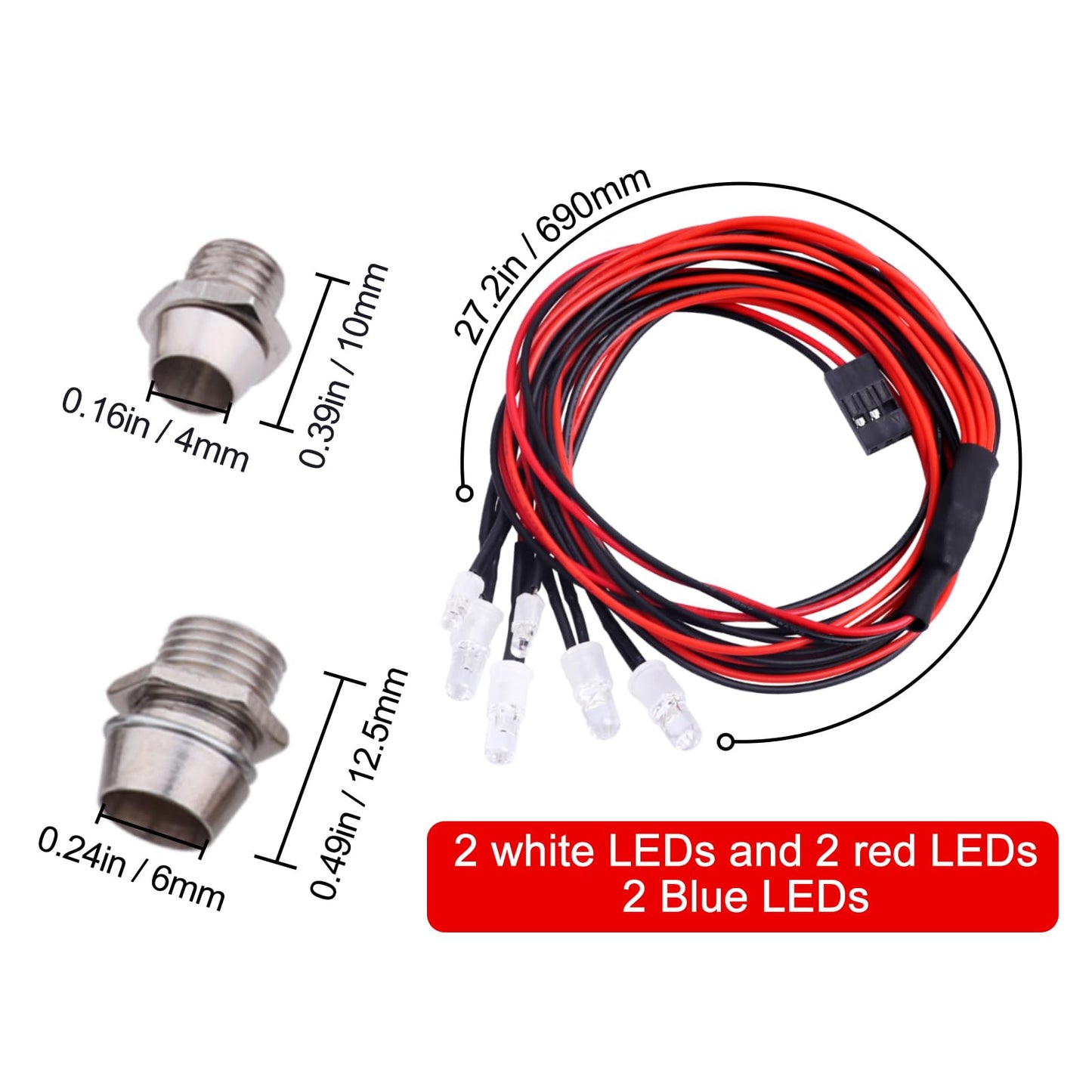 Hobbypark 6 Led Rc Light Kit Headlights Taillight Leds For Traxxas Slash Rustler Arrma Axial Scx10 Redcat Rc4Wd Hpi Truck Tamiya