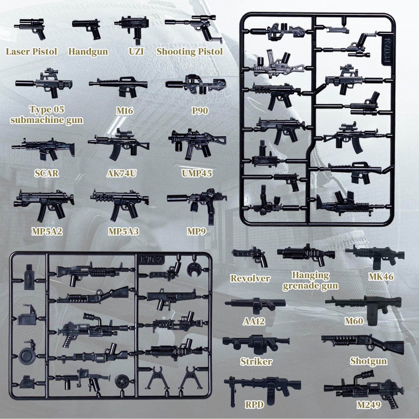 VICVIK  Pack Military Toy Accessories  U.S. Second Edition  Include 50+ Pieces for Army Equipment Gear Sets Pieces  Compatible with Mini Figure of Major Brand
