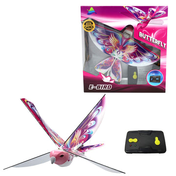 Mukikim Ebird Pink Butterfly - Flying Rc Bird Drone Toy For Kids. Indoor/Outdoor Remote Control Bionic Flapping Wings Bird Helic