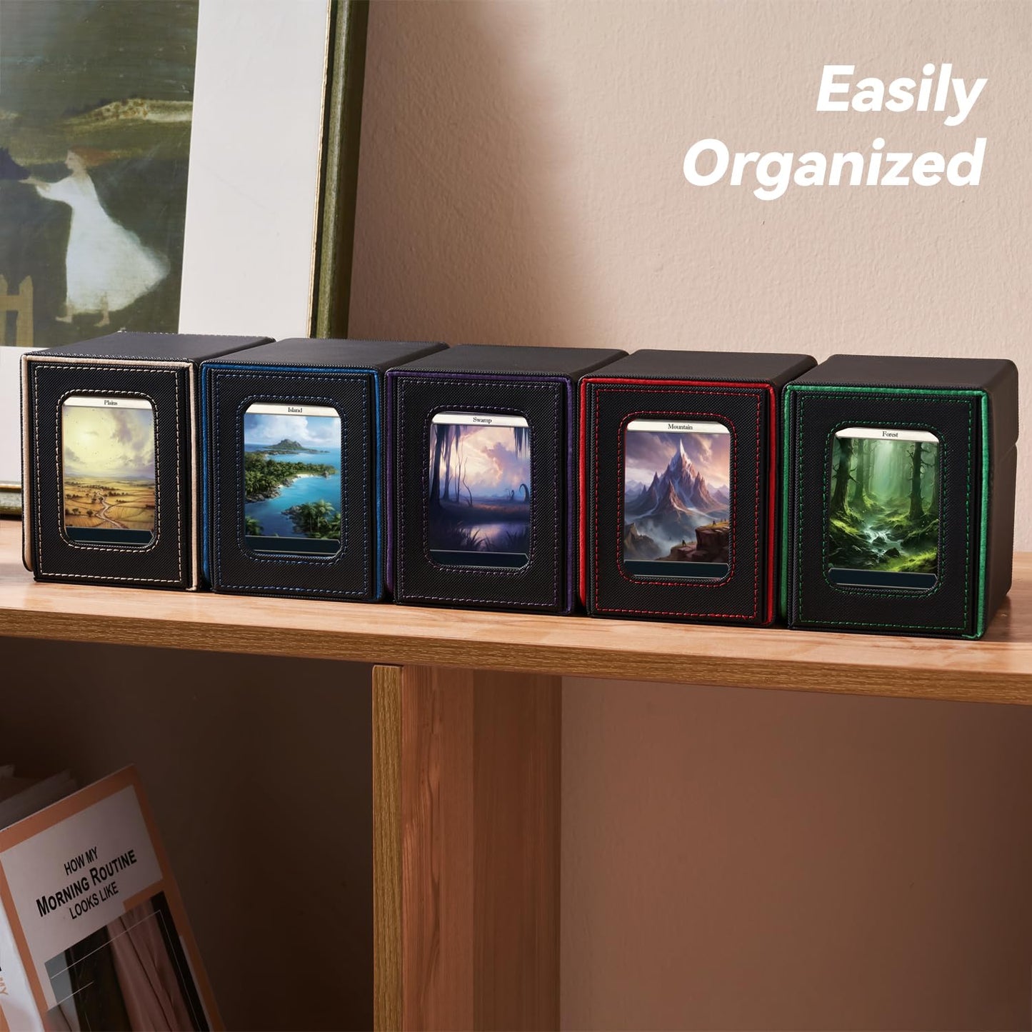 Mage Tech Commander Card Deck Box - Fits 100 Double-Sleeved Cards, 35pt Brick & Dice Tray - Grey/Orange Patented Design