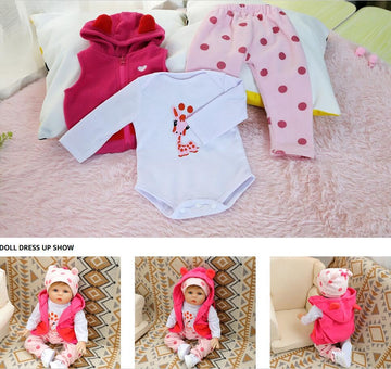 scnbom Reborn Baby Dolls Girl Clothes for 17-22inch Outfits Accesories (Giraffe 5pcs Set)