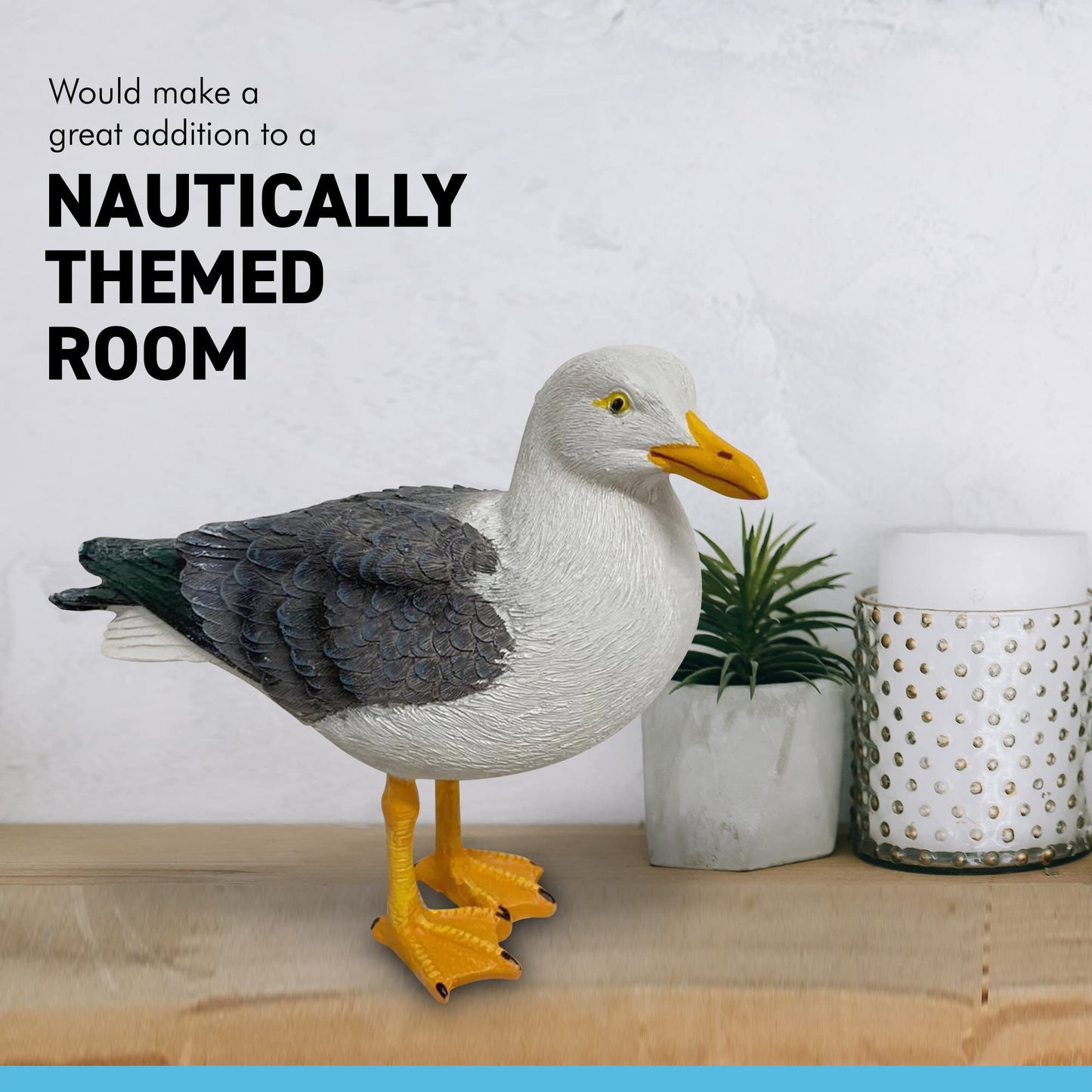 SATOHA Quay Traders Nautical Theme Seagull - 22 cm Resin Decor - White, Model JGJNV131