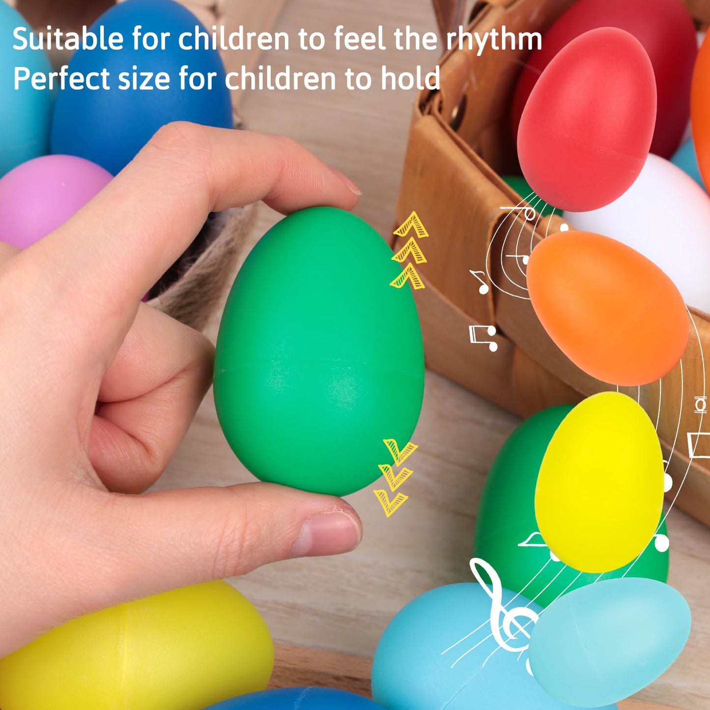 Sallyfashion 14Pcs Plastic Egg Shakers Set, Percussion Instruments Musical Egg Maracas For Kids Music Learning Diy Painting