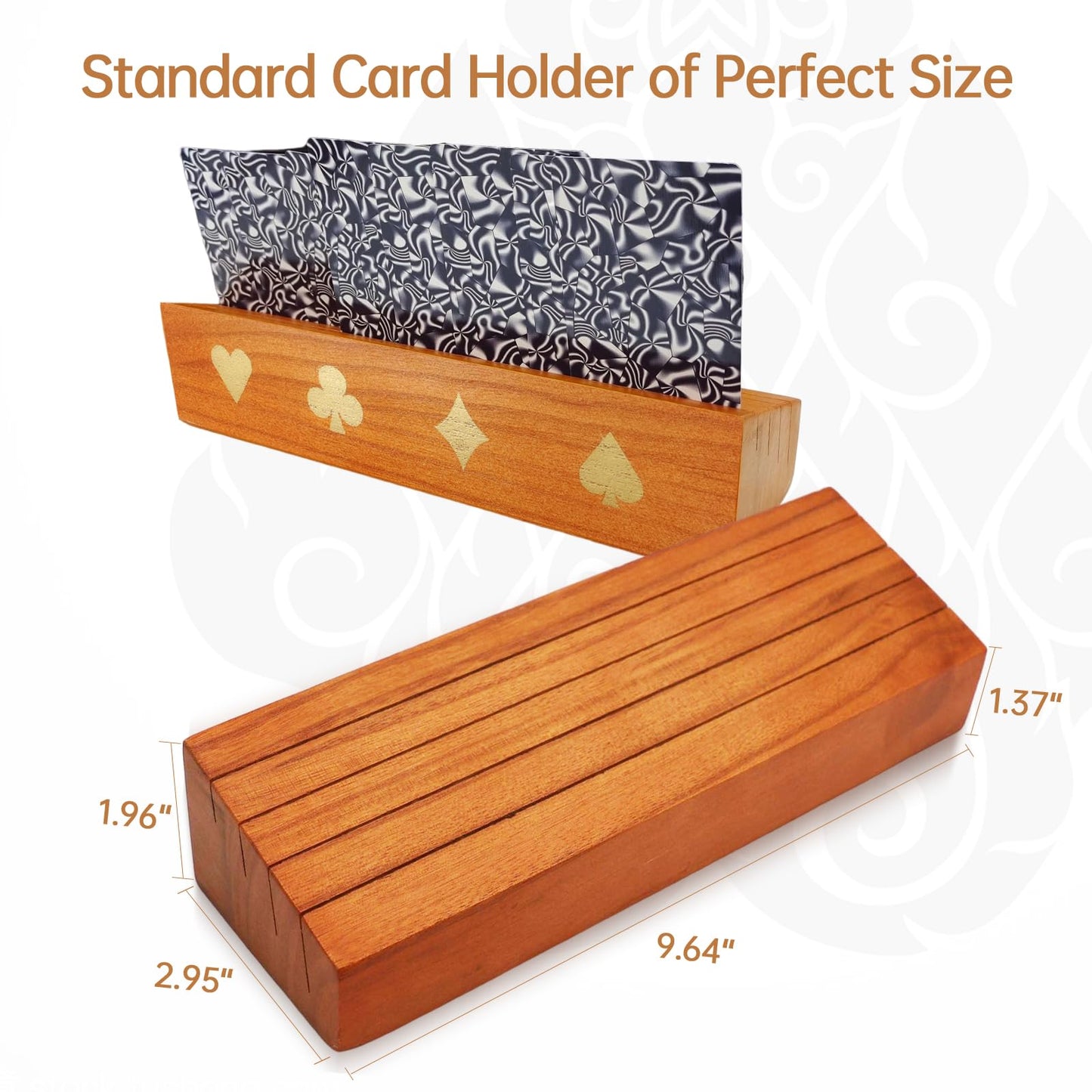 Hismocal 4 Pack Playing Card Holders Deck Stand, Play Cards Holder For Kids Or Elder People, Hands-Free Wood Holder Racks Set Of