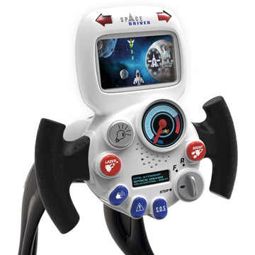 Space Drive - Black, Children'S Space Ship Simulator, Smoby, Ages 3+, 3 Driving Positions, Electronic Steering Wheel W/Animated Circuit Backlit Screen