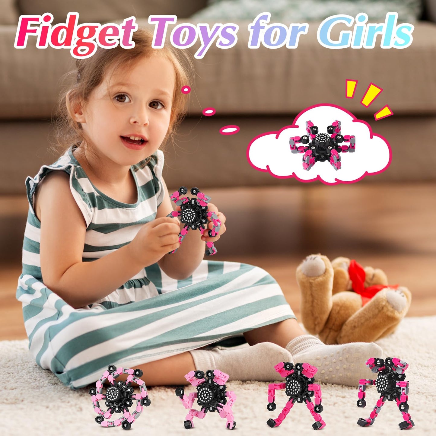 Gokeey Easter Basket Stufferss Fidget Toys For Teen Girls, Transformable Fidget Spinners For Kids,Sensory Toys For Girls And Boys, Stocking Stuffers For Kids Adults Party Favors Toy