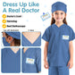 Riorand Doctor Costume For Kids,Toddler Nurse Scrubs Career Day Costume Halloween Dress Up Cosplay For Boys Girls 3-11 Years (Bl