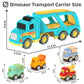 Toddler Car Toys for 3 4 5 Years Old Construction Transport Truck with 4 Pack Small Pull Back Construction Vehicles Friction Pow