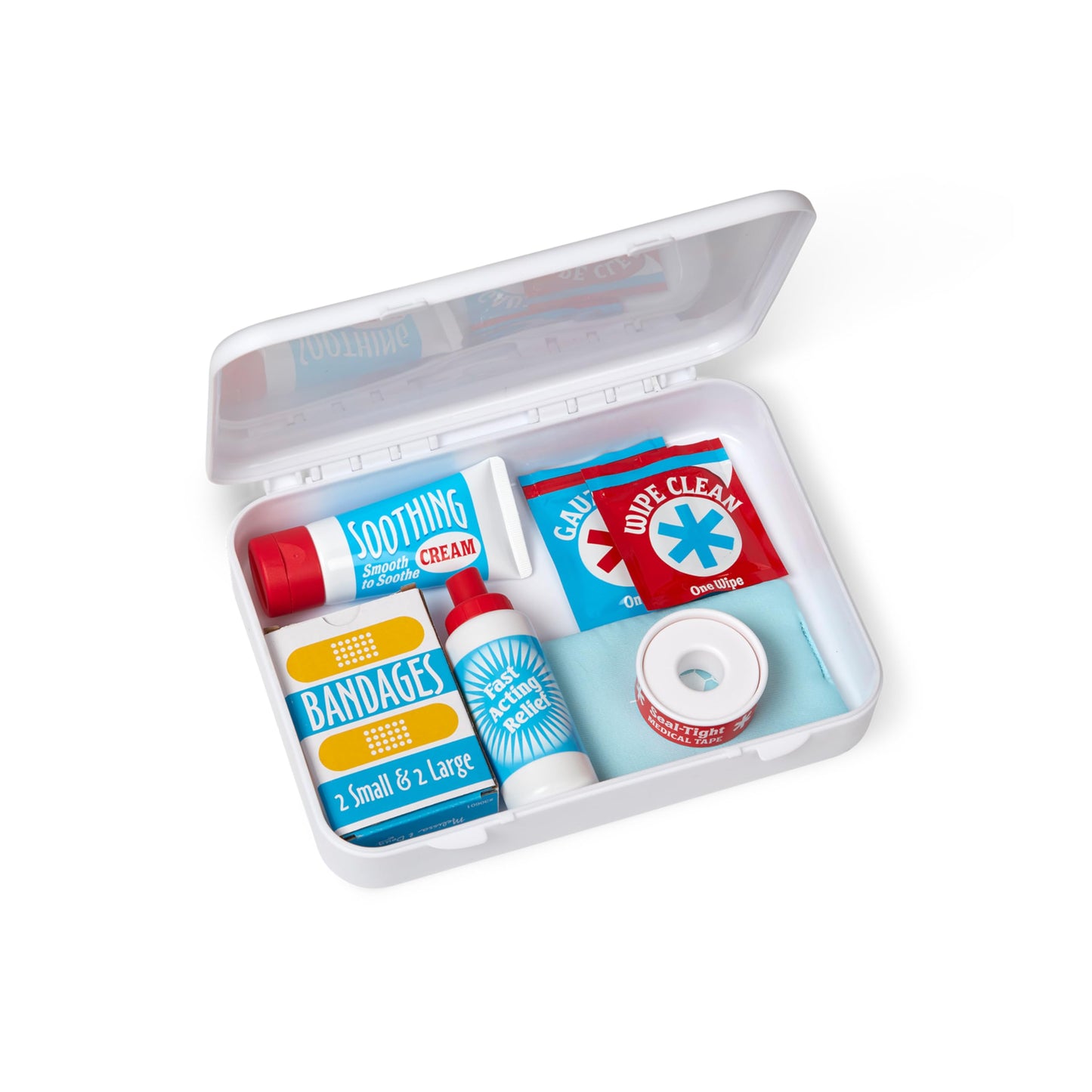 Melissa & Doug Get Well First Aid Kit Play Set - 25 Toy Pieces - Pretend Play Reusable Bandages