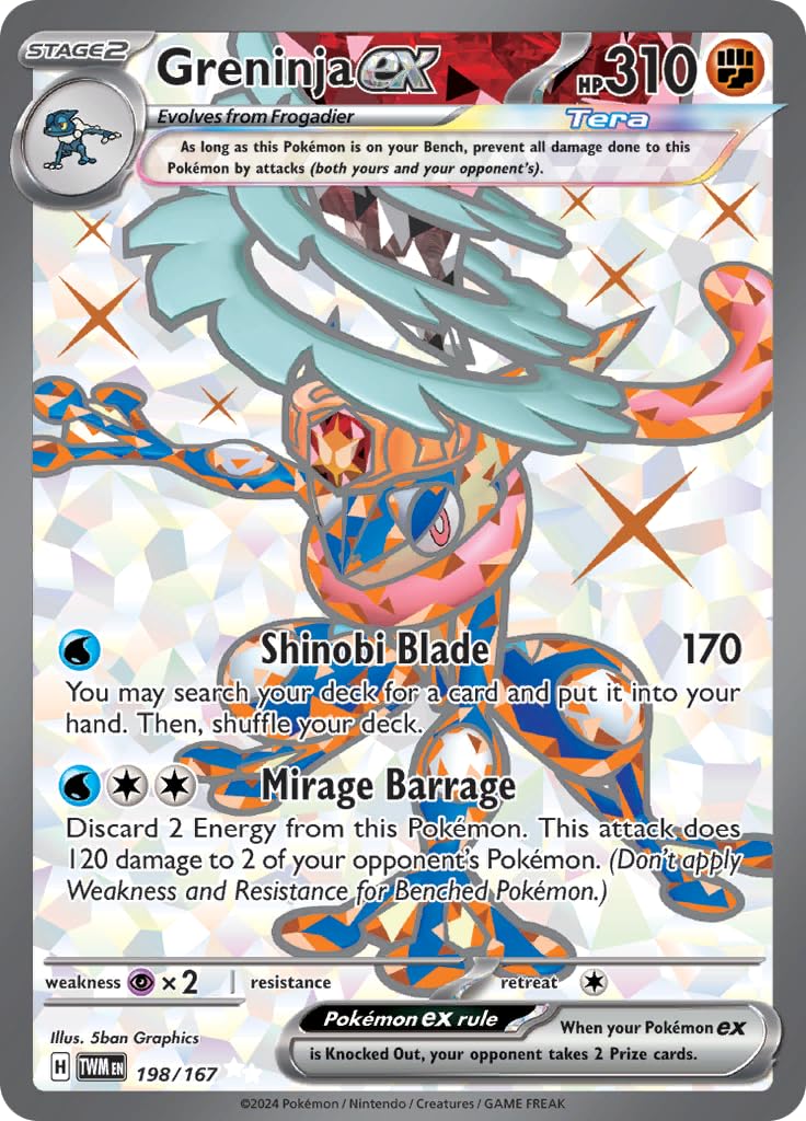 Pokemon - Greninja ex 198/167 - Twilight Masquerade - Full Art Pokemon Card - Secret Rare