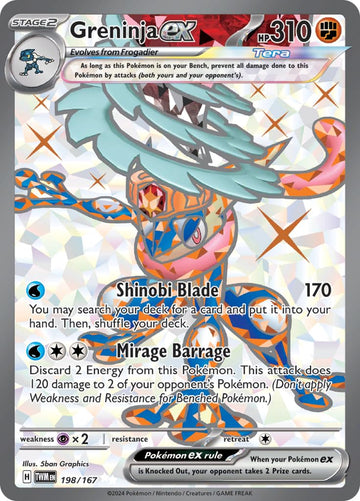 Pokemon - Greninja ex 198/167 - Twilight Masquerade - Full Art Pokemon Card - Secret Rare