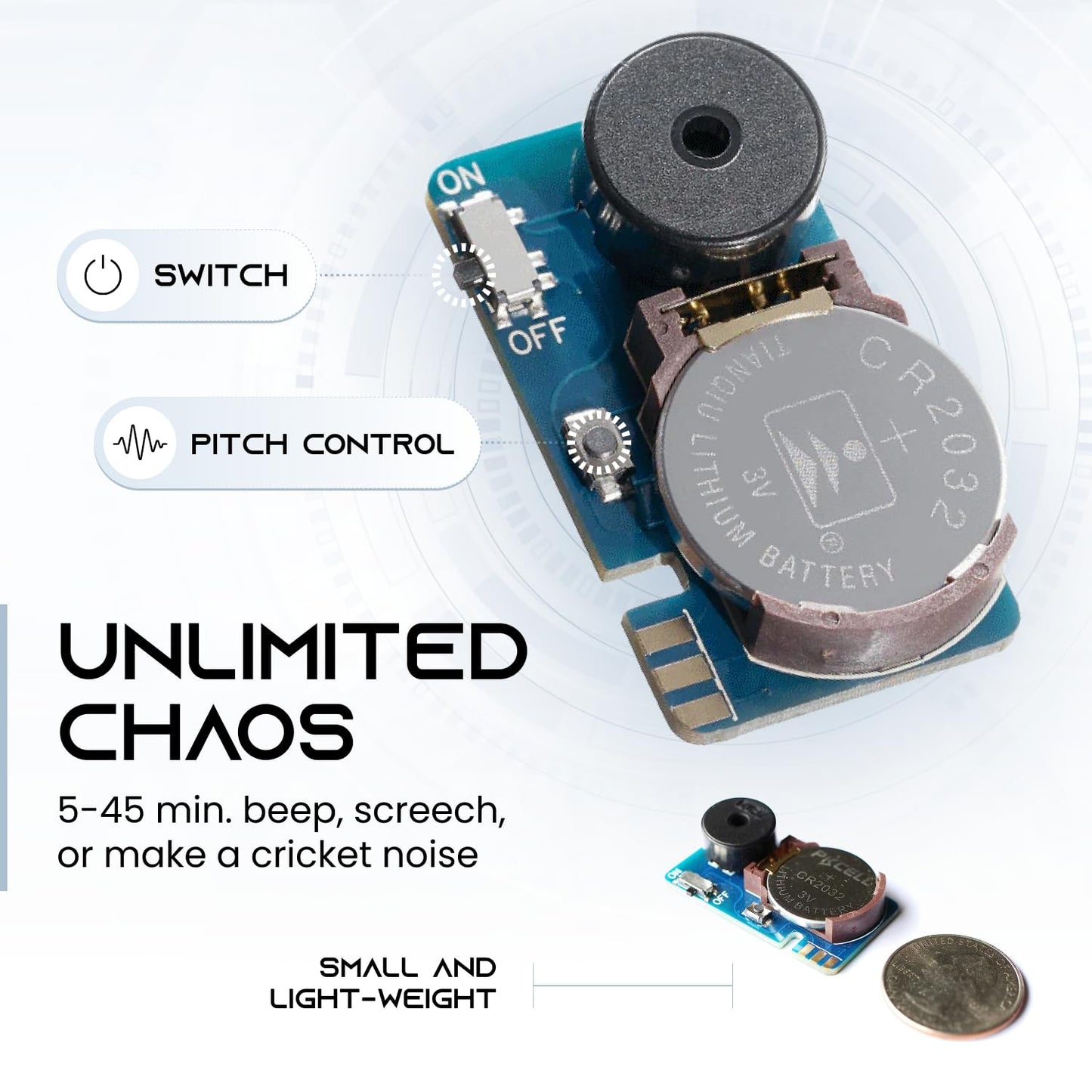 AnnoyingPCB Blue Small Prank Device - Beeping for 3 Years, Perfect Gag Gift for Friends and Family