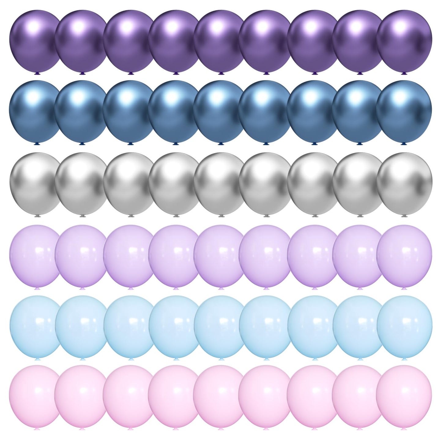 Renjiro Purple And Blue Balloons 60Pcs 12 Inch Blue Purple Silver Pink Latex Balloons Fit For Frozen Balloons Birthday Decor Gir