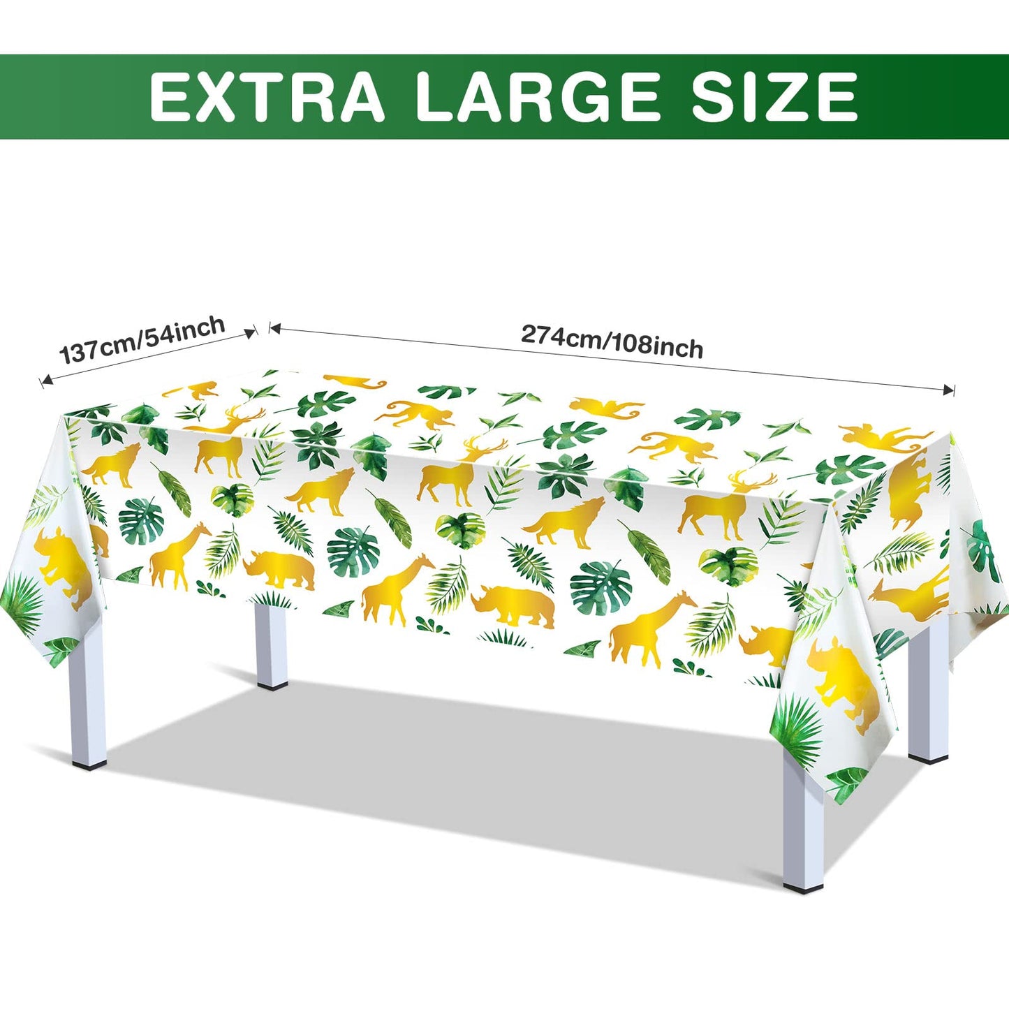 Tudomro 3 Pcs Jungle Safari Tablecloths Plastic Wild One Table Cover Waterproof Jungle Animal Table Cloth Palm Leaves Tablecloth
