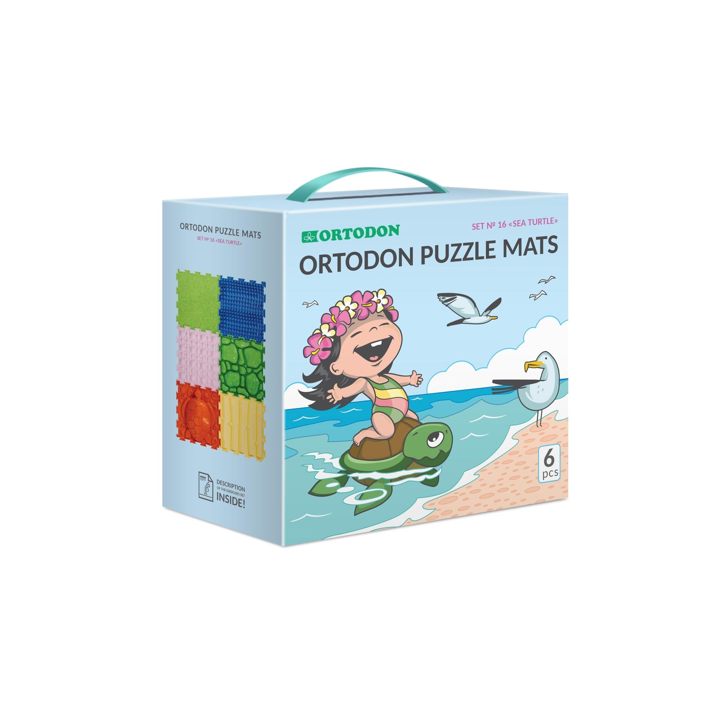 Sea Turtle Multi-Functional Sensory Mat For Autism 6 Pcs Therapy And Play, Featuring Puzzle Tiles And Orthopedic Massage, Module