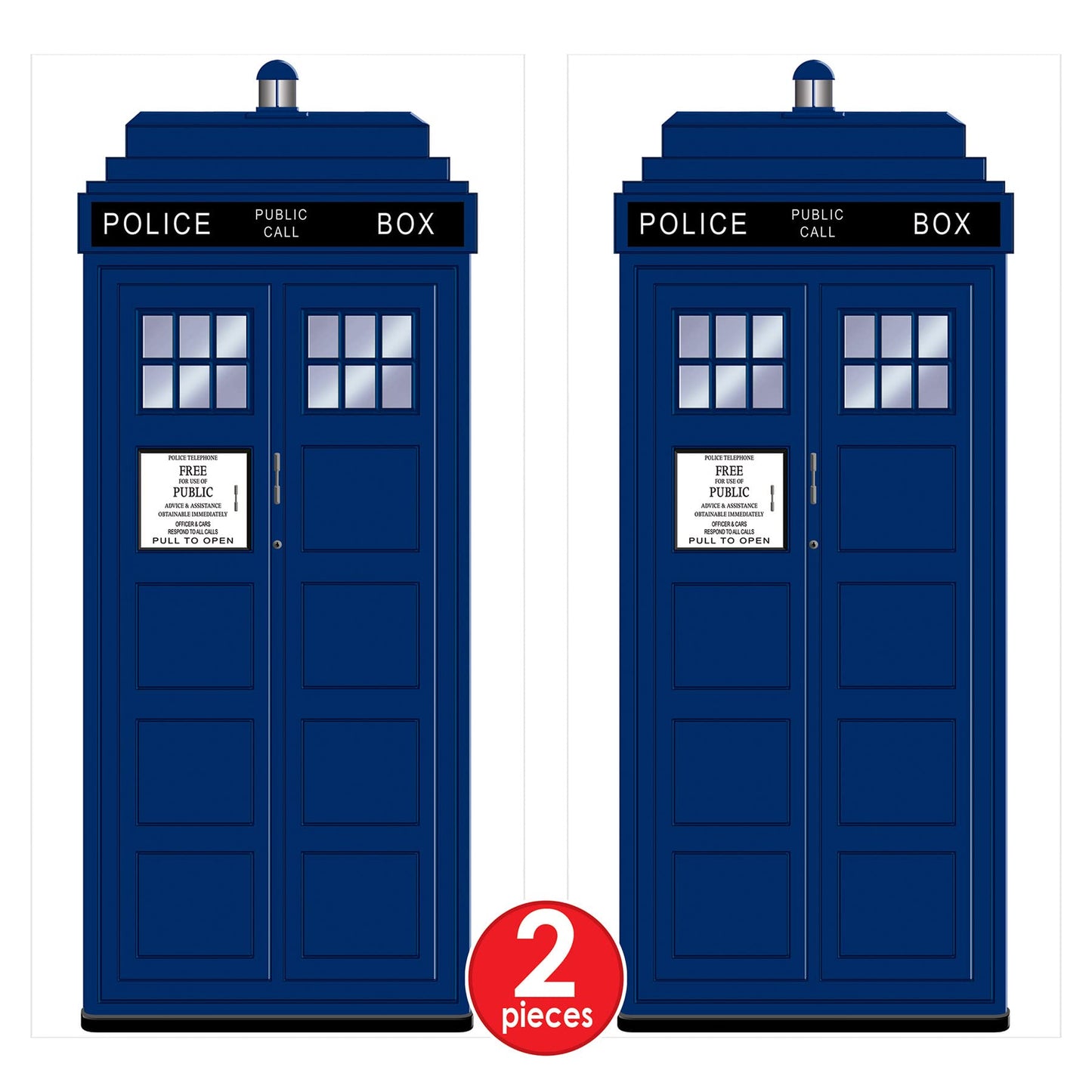 Beistle Plastic Blue Police Call Box Door Covers, 6 x 30, Set of 2 - British Themed Party Supplies, Crime Scene Decorations, La