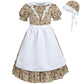 Fccam Colonial Costume Girls With Mob Cap Floral Pioneer Prairie Dress 1800S American Costume Brown Xl Age Over 4 Years Old