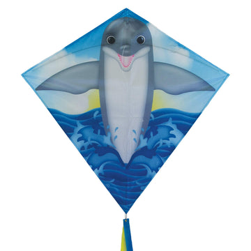 In The Breeze 3286 - Dolphin 30 Inch Diamond Kite - Fun, Easy Flying Kite