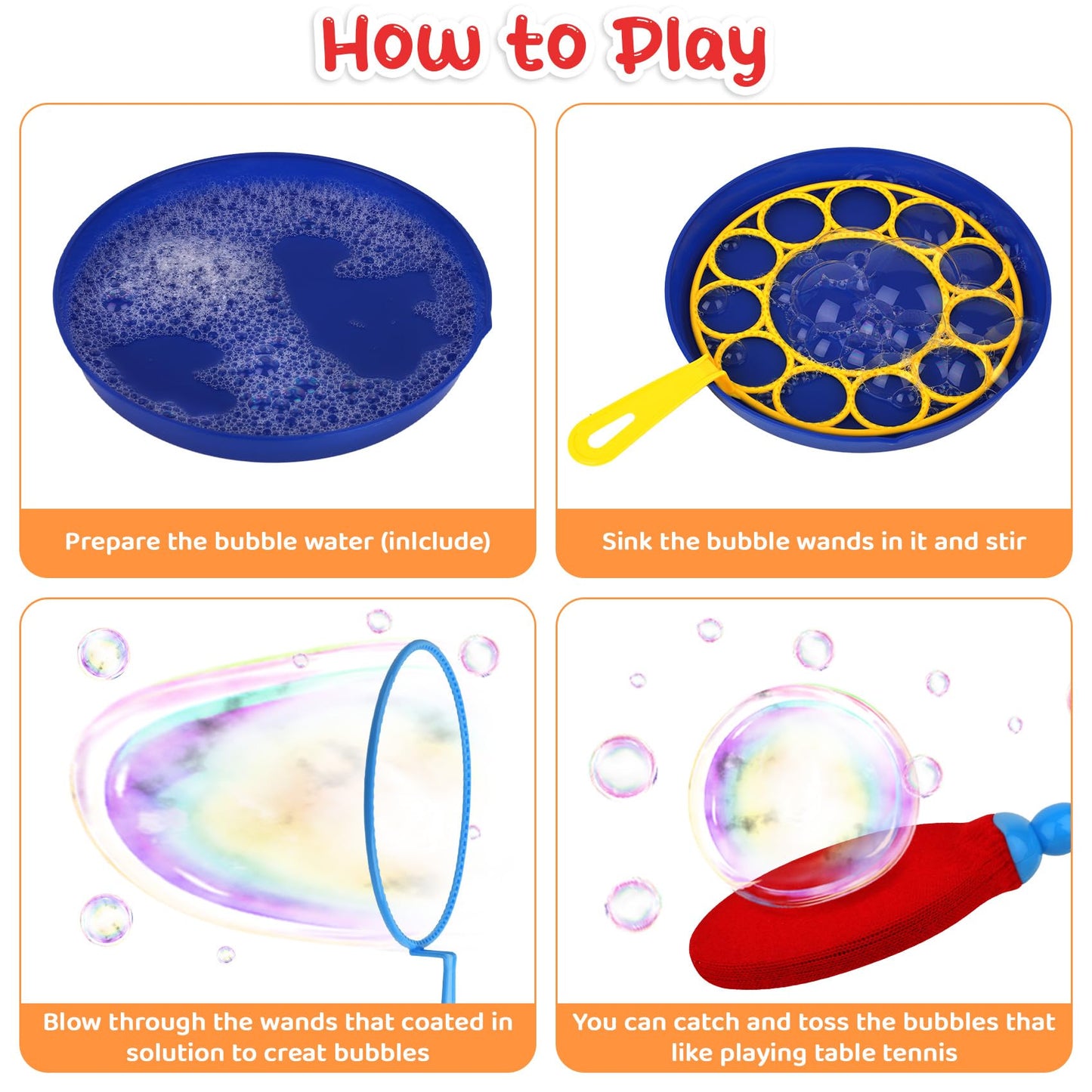 Roberly 18 Pcs Big Bubble Wands Toys Set With Solution, Tray, Soft Racket, Bulk Funny Bubbles Making Toys For Kids Summer Outdoor Activities Game Birthday Party Favors