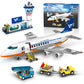 Cubimana Large City Passenger Airplane Building Toys With Led Light, 21 Inches Plane Building Sets With 2Pcs Luggage Trucks, Ter