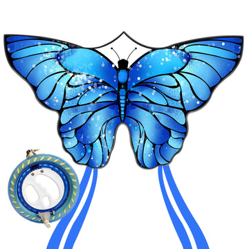 Kaiciuss Beach Single Line Butterfly Kite & Kite Wheel Set For Kids & Adults Large, 55’’ X 28’’ Butterfly Kite And 7.1’’ Kite Spool Include Safety Lock With 650 Ft Strong Kite Line