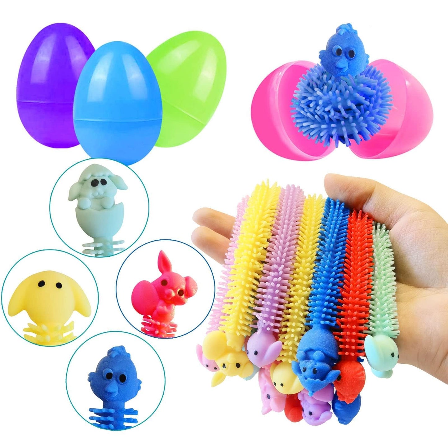 24 Pack Prefilled Easter Eggs With Bunny Stretchy Strings Sensory Fidget Toys Inside Great For Kids Aduts Toddlers Easter Basket