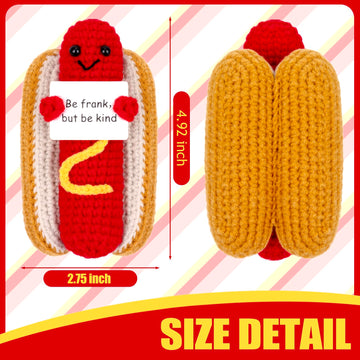 Giftiara Funny Positive Hot Dog, Emotional Support Hot Dog, Cute Crochet Potato Partner Toy With Positive Card Cheer Up Funny Gag Gifts(Hot Dog), Brown