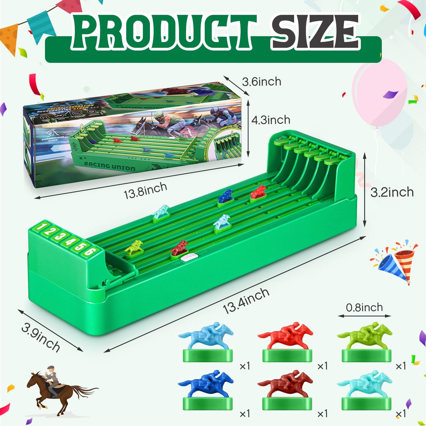 Foilswirl Electric Horse Racing Board Game Mini Portable 6-Horse Racing Table Desktop Derby Game for mature-themed Family Party Entertainment
