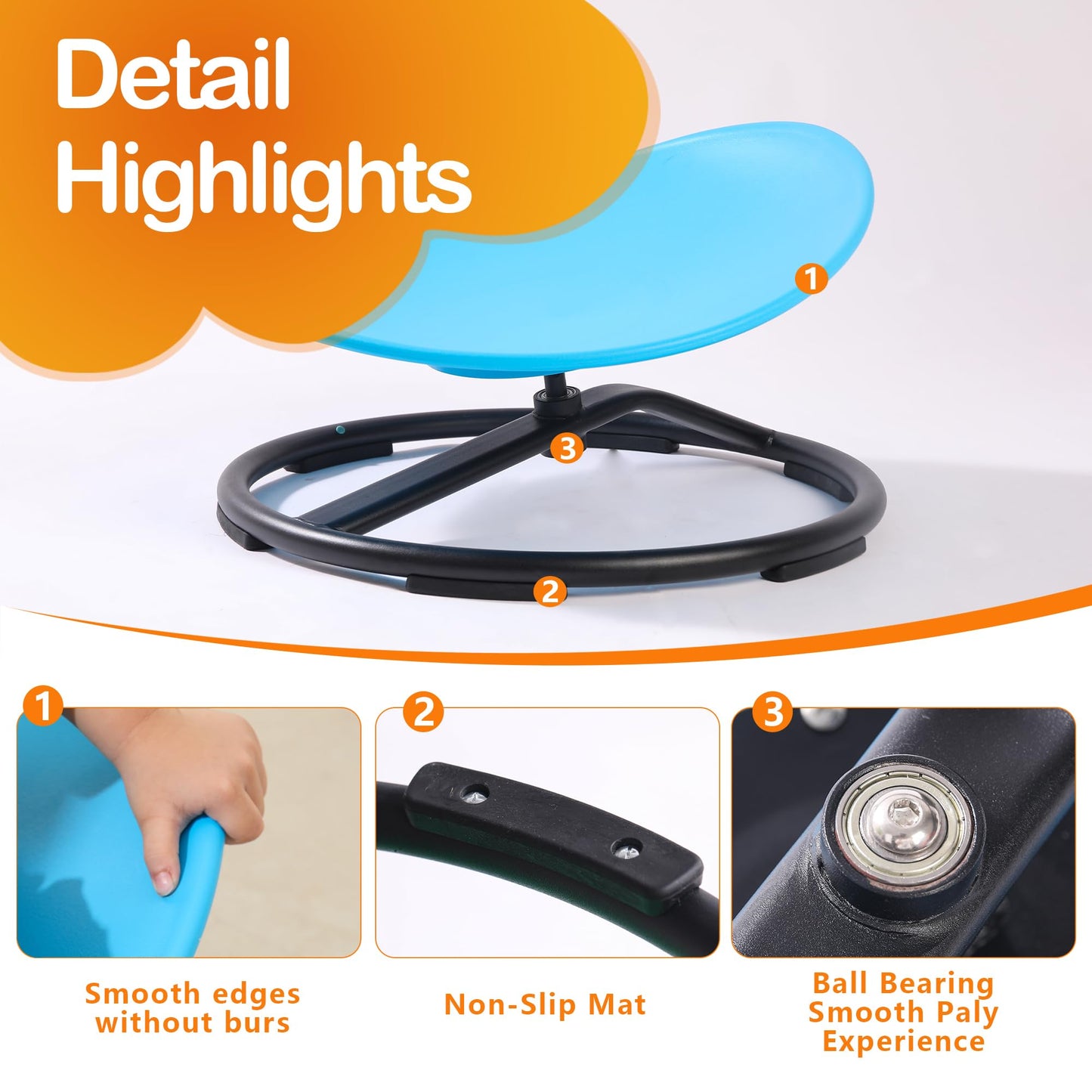 domaxarts Sensory Spinning Chair for Autistic Kids,Sensory Swivel Chair,Sit and Spin Toy for Balance and Coordination, Spinning