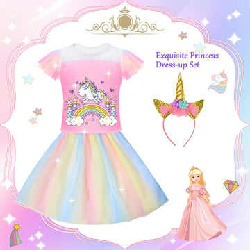 Princess Dress Up For Girl - Dress Up Clothes For Toddler Girl, Princess Toys Christmas Birthday Gifts For 3 4 5 6 7 Little Girl