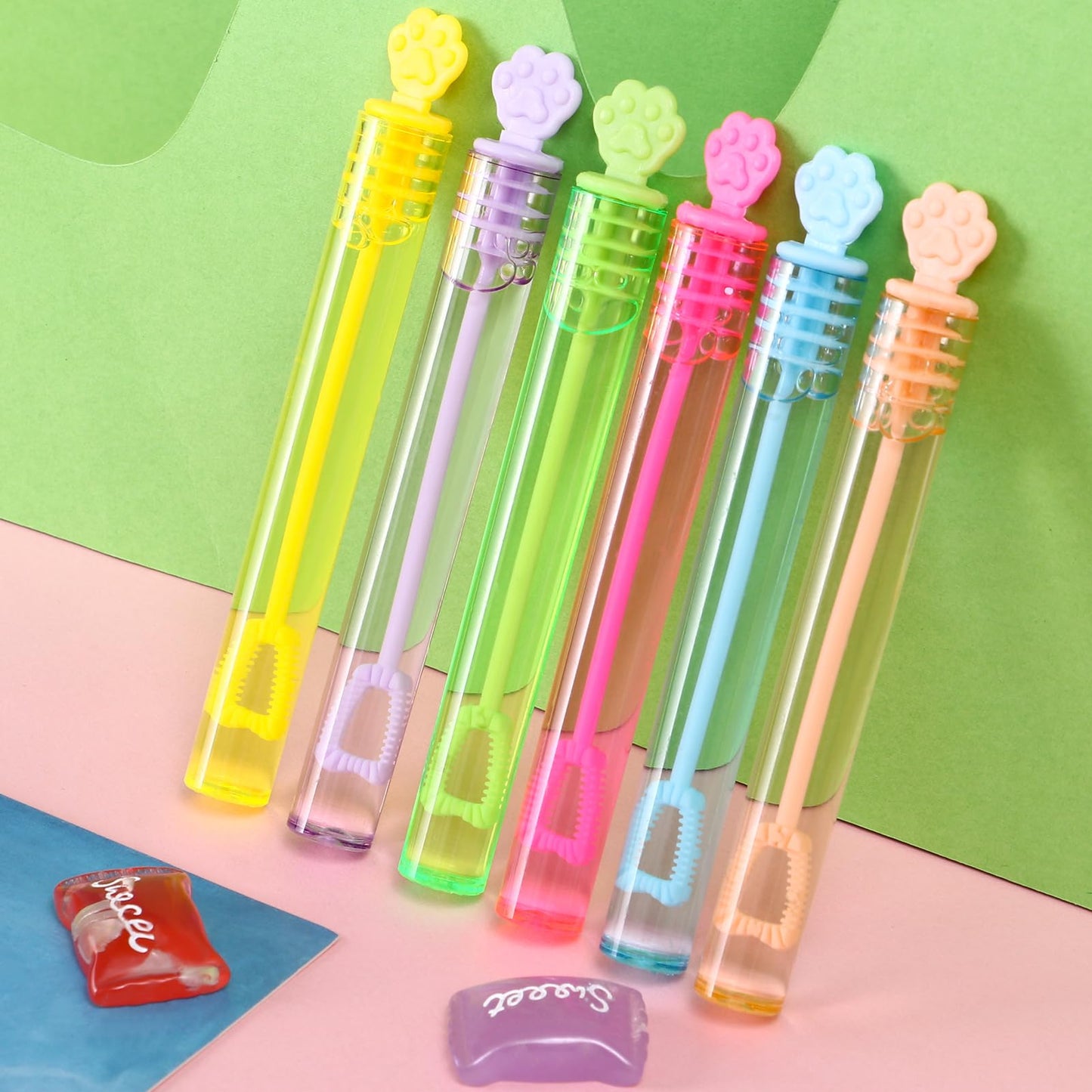 Snln 48Pcs Paw Print Bubble Wands For Kids Toddlers Mini Bubbles Party Favors Small Bubbles Bulk, Valentines Day Easter Wedding