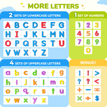 Gamenote Classroom Magnetic Alphabet Letters Kit 178Pcs With Double Side Magnet Board - Foam Alphabet Letters For Preschool Kids Toddler Spelling And Learning Colorful Abc Education Fridge Magnets