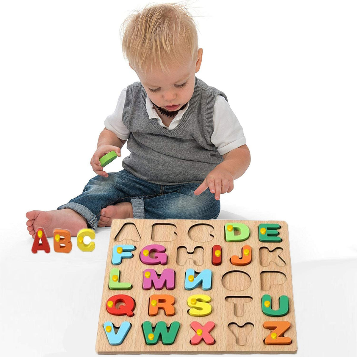 HIGHSEAS Educational Toys for Kids for Play&Fun Games English Alphabets Matching Puzzles Board Games Creative Learning Toy Block