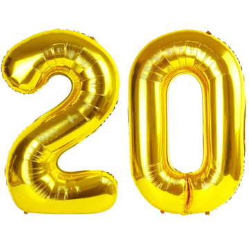 20Th Birthday Decorations, Gold 20 Balloon Number 40 Inch, 20Th Birthday Decorations For Women Men, Number 20 Balloons For Party
