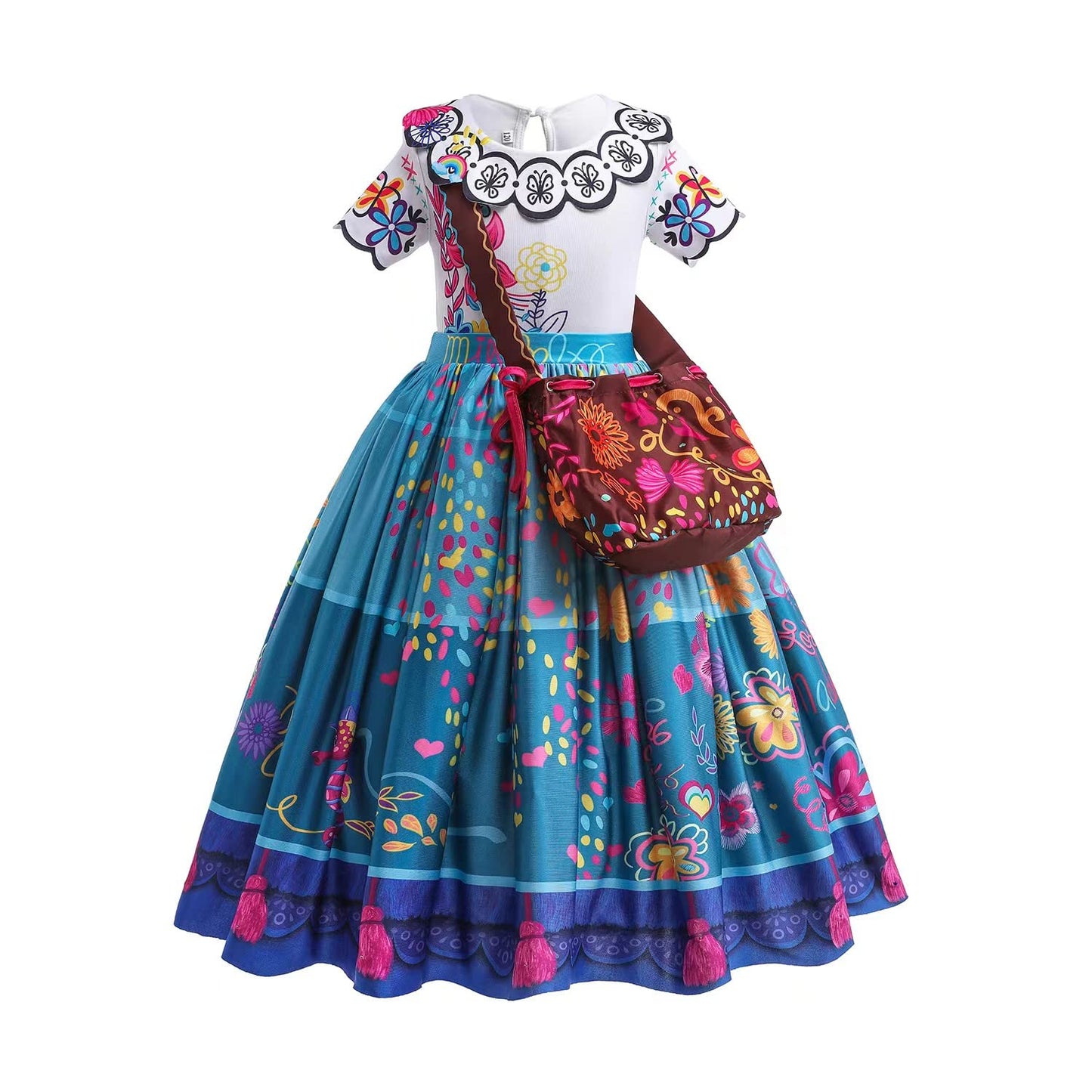 Dyjjkm Mirabel Costume For Girls Magic Family Dress Cosplay Princess Halloween Party Outfit (Blue, 2-3Year)