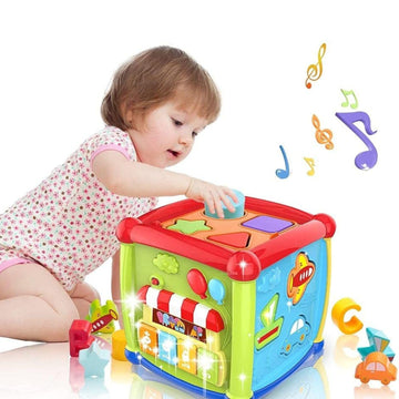 Deoxy 6 In 1 Musical Leaning Baby Cube Including Letters Shape Piano Keys Interesting Multi-Functional Learning Activity Cube Be