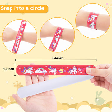 LovesTown Kids Slap Bracelets, 48PCS Slap Wristbands Snap Bracelets Emotions Camouflage Leopard Print Galaxy for kids Party Favo