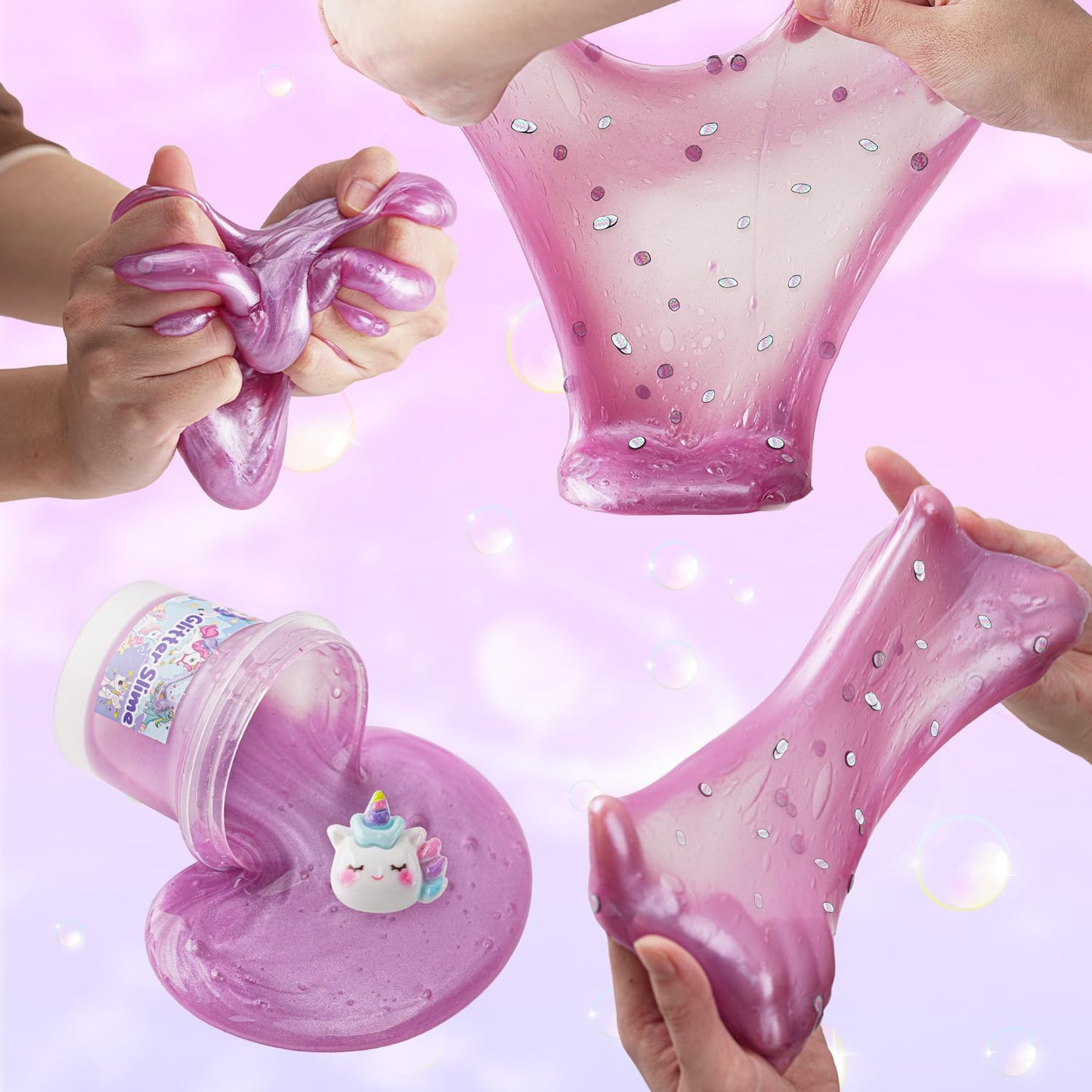 3 X 100Ml Purple Slime Kit For Girls & Boys: Includes Cloud, Water & Mermaid Crunchy Slime, Sensory Experience Diy Slimes Set, S