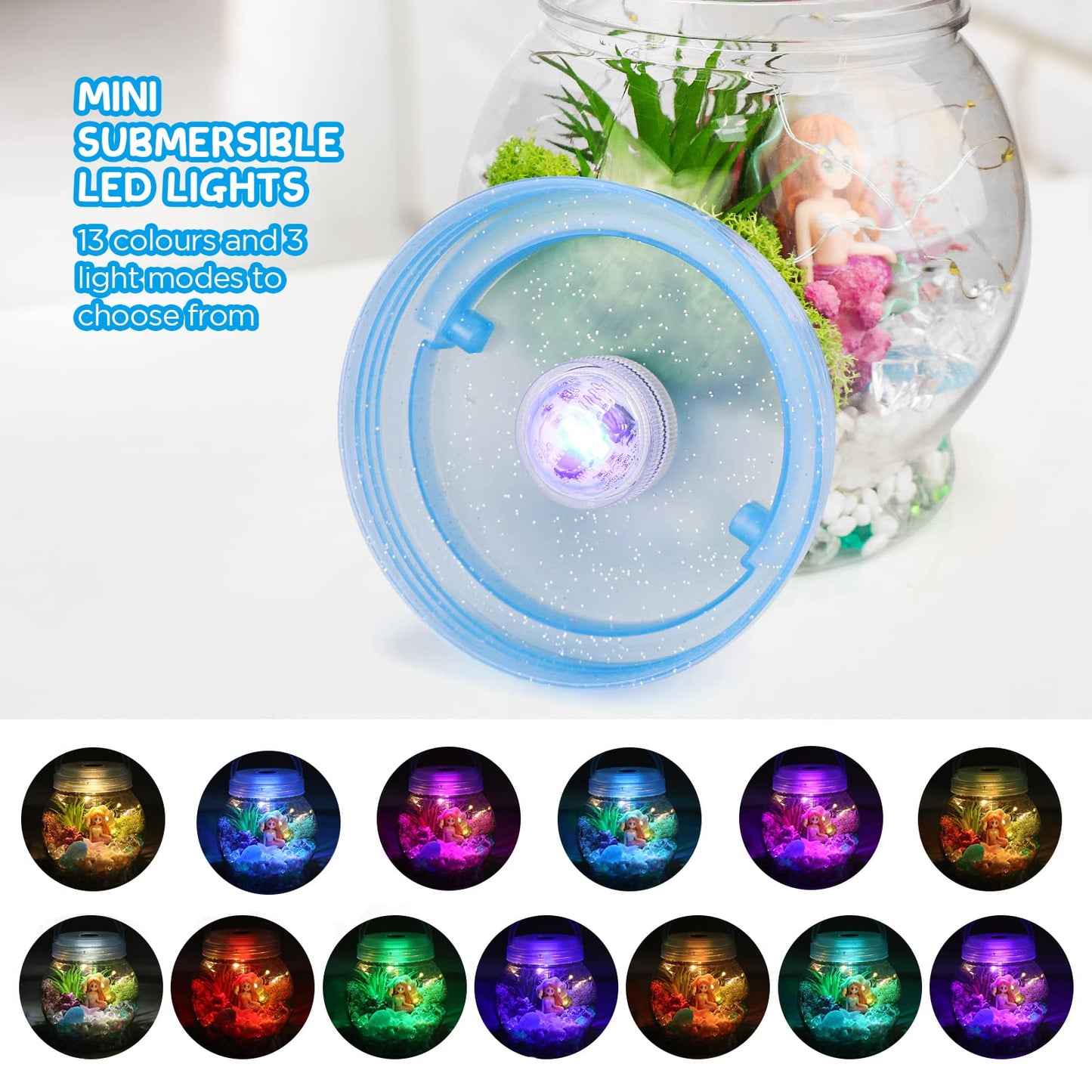 Diy Light-Up Mermaid Terrarium Kit For Kids,3 Light Modes Mermaid Toys & Activities Kits Presents,Arts & Crafts Mermaid Gifts Fo
