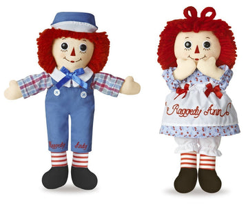 Aurora Bundle Of 2 Dolls - 12'' Raggedy Ann & Raggedy Andy