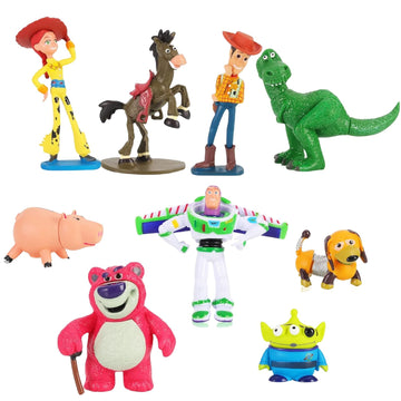 Nlieopda 9 Pack Toy Anime Story Figurines,Woody Toy Anime Story Doll,Buzz Anime Lightyear Toy,Pvc Toy Anime Story Toys Figures S