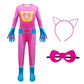 Daisyduds Superhero Costume Jumpsuits With Zipper, Accessories Set Halloween Christmas Outfits For Little Cutie(120Cm/5-6T) Rose