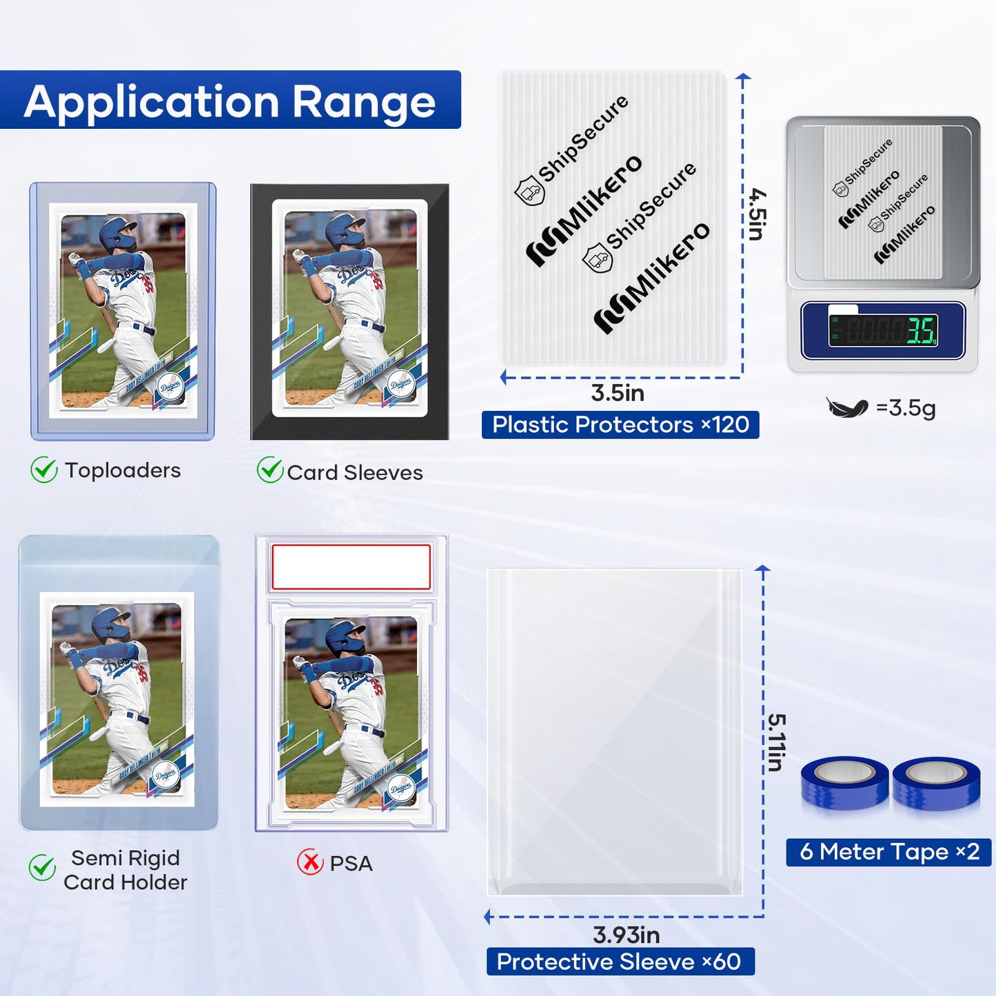 120 Pack Trading Card Shipping Protectors, 3.5'' X 4.5'' Plastic Card Protector With Tape Rolls For Mailing Sports Cards