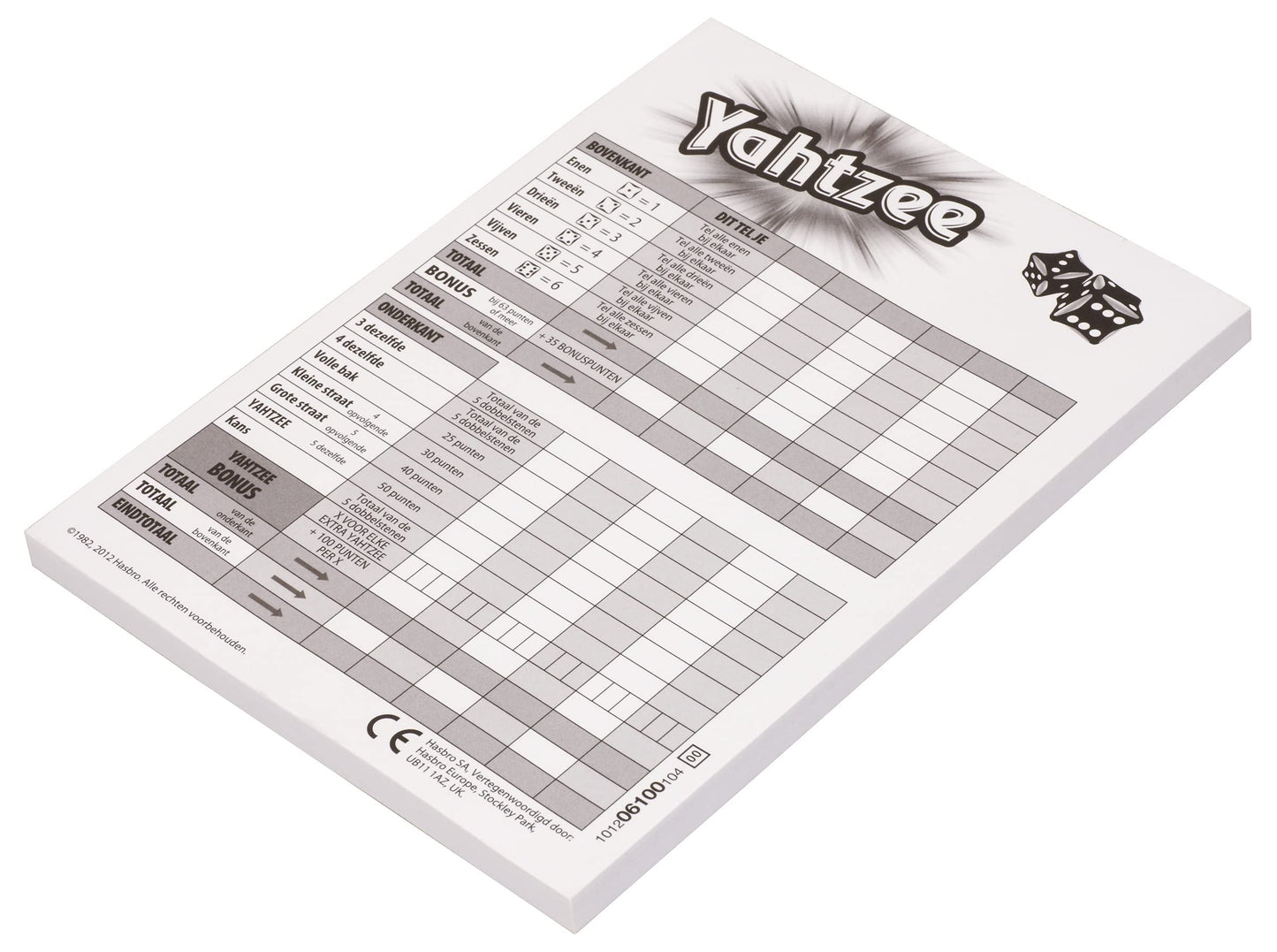 Hasbro Yahtzee Score Pad
