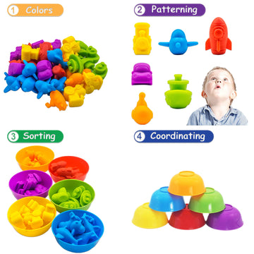 Abcaptain Counting Transport Matching Game With Sorting Cups, Color Classification And Sensory Training Preschool Educational Learning Toys Gift For Toddlers Kids Boys Girls Ages 3 4 5 6 +