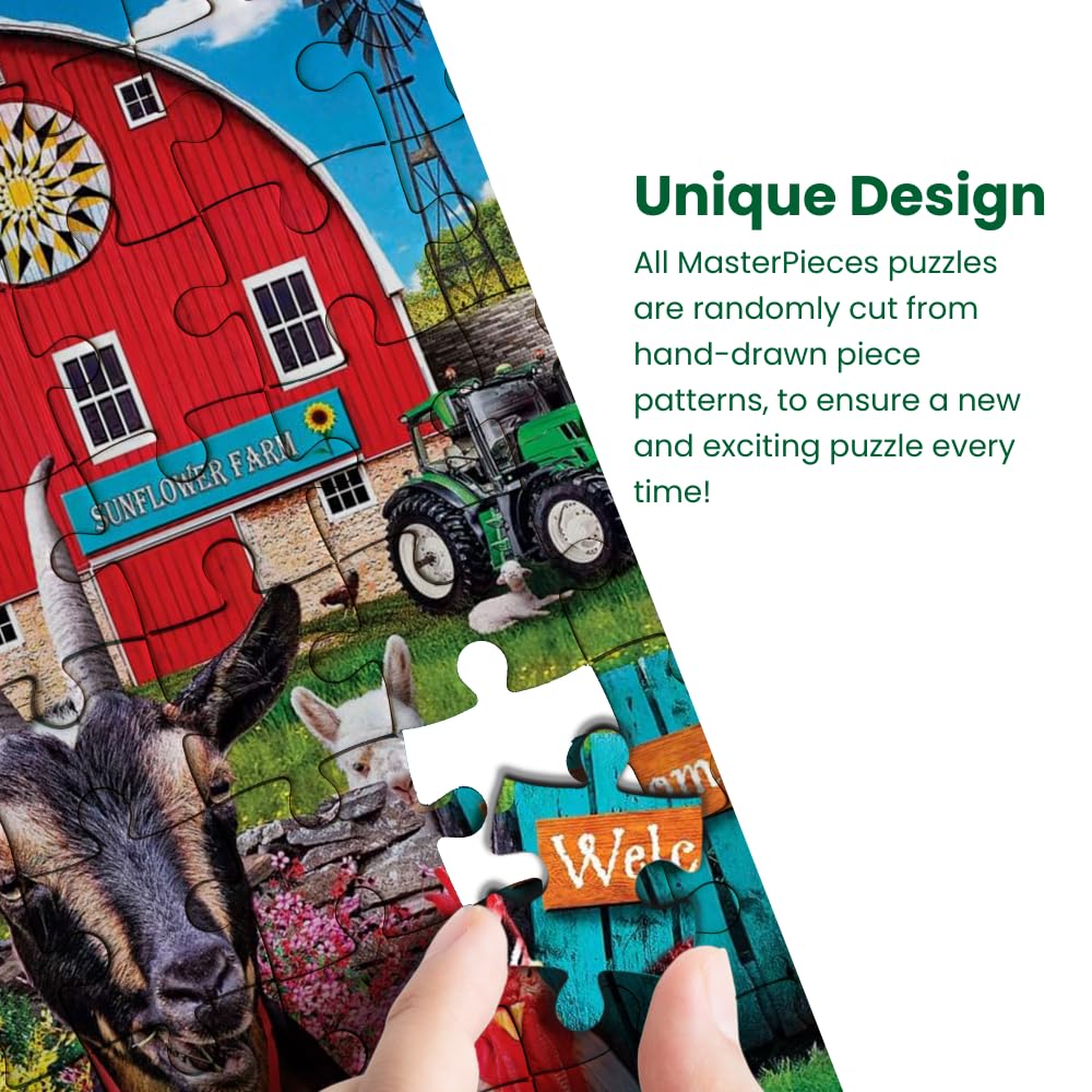 MasterPieces - 300 Piece Jigsaw Puzzle, Large EZ Grip Shapes, Mountain Meadow Farm, Fun for Adults, Seniors, Family, Kids, Matte